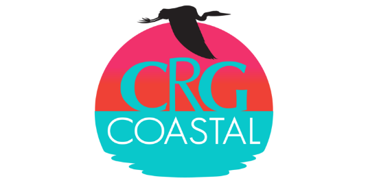 CRG Coastal logo featuring vibrant sunset-inspired colors, a silhouette of a bird, and text, representing a modern and dynamic coastal real estate brand.